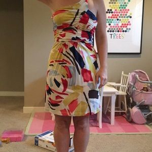 BCBG multicolored one shoulder dress size M